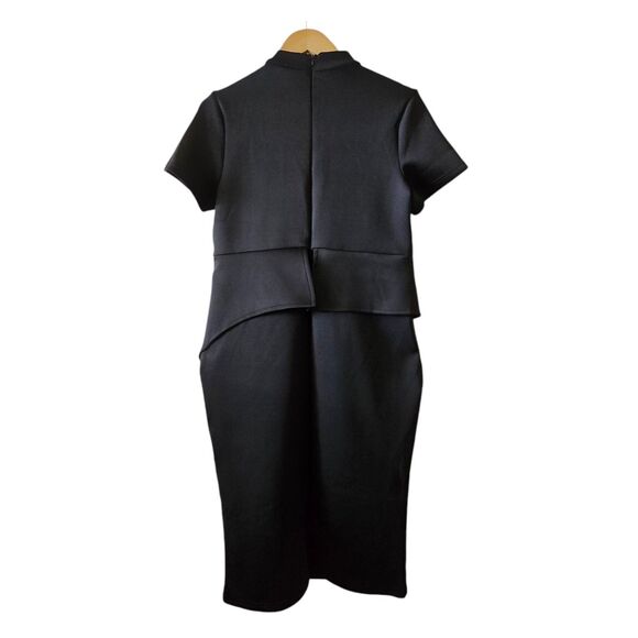 Black Retro 40s/50s Style Peplum Dress. Neck Bowtie. Fits Sz 14. Curvy Mad Men - Picture 6 of 9